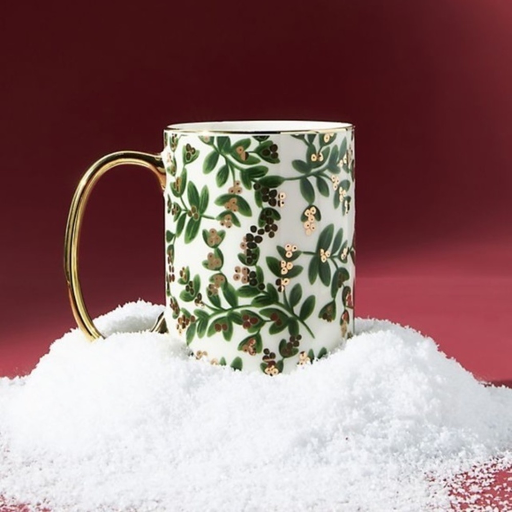 Anthropologie Rifle Paper Company Holiday Mug Mistletoe